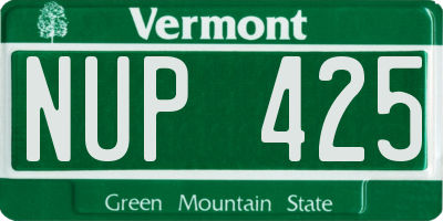 VT license plate NUP425
