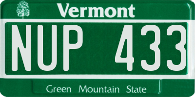VT license plate NUP433