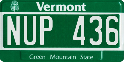VT license plate NUP436