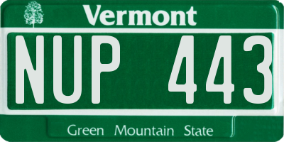 VT license plate NUP443