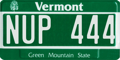 VT license plate NUP444