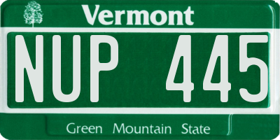 VT license plate NUP445