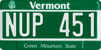VT license plate NUP451