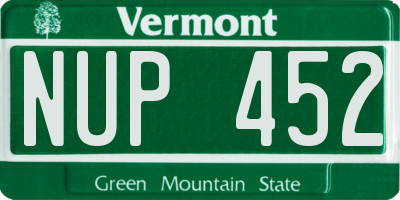 VT license plate NUP452