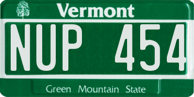 VT license plate NUP454