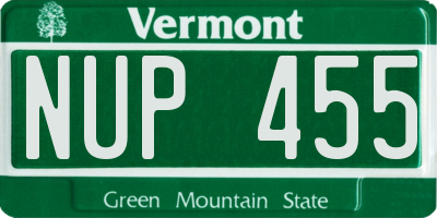 VT license plate NUP455