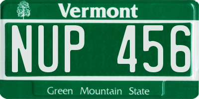 VT license plate NUP456