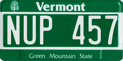 VT license plate NUP457