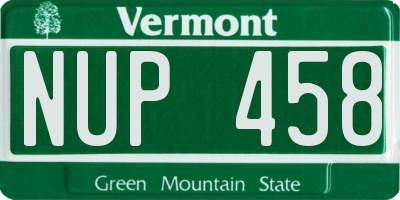 VT license plate NUP458