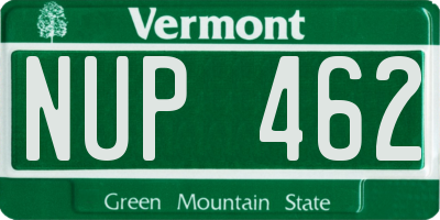 VT license plate NUP462