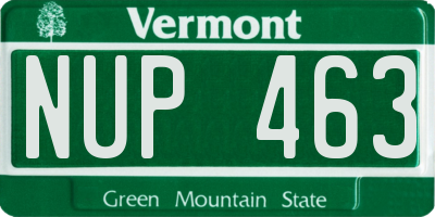 VT license plate NUP463
