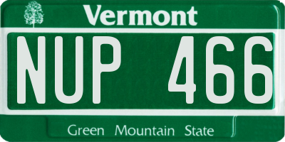 VT license plate NUP466