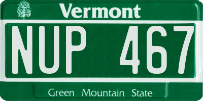 VT license plate NUP467