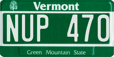 VT license plate NUP470