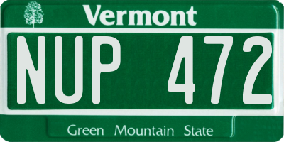 VT license plate NUP472