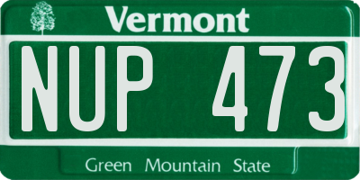 VT license plate NUP473