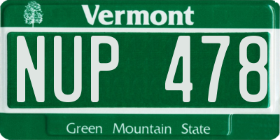 VT license plate NUP478