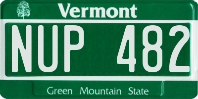 VT license plate NUP482