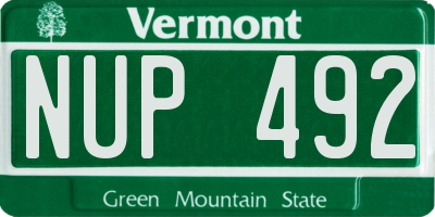 VT license plate NUP492