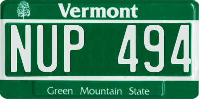 VT license plate NUP494