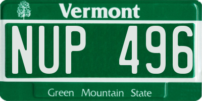 VT license plate NUP496