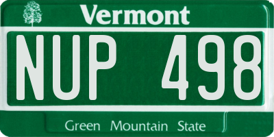 VT license plate NUP498