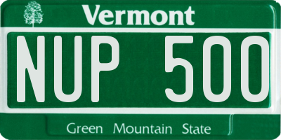 VT license plate NUP500