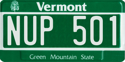 VT license plate NUP501