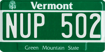 VT license plate NUP502