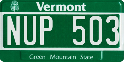 VT license plate NUP503