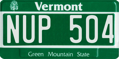 VT license plate NUP504