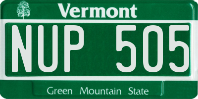 VT license plate NUP505
