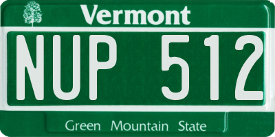 VT license plate NUP512