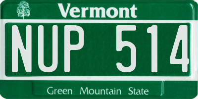 VT license plate NUP514