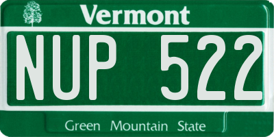 VT license plate NUP522