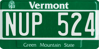 VT license plate NUP524