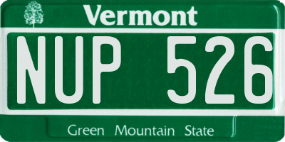 VT license plate NUP526