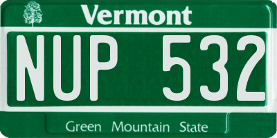 VT license plate NUP532
