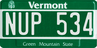 VT license plate NUP534