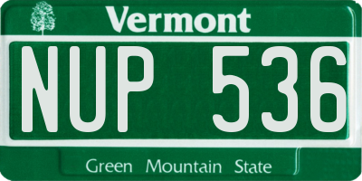 VT license plate NUP536