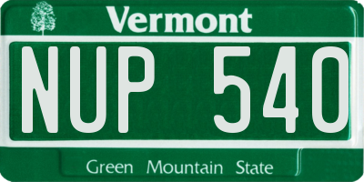 VT license plate NUP540