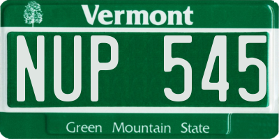 VT license plate NUP545