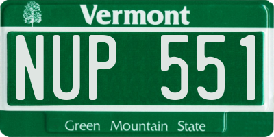 VT license plate NUP551