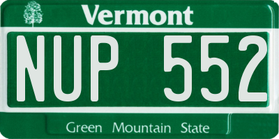 VT license plate NUP552