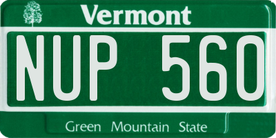 VT license plate NUP560