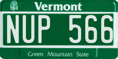VT license plate NUP566