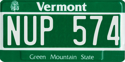 VT license plate NUP574