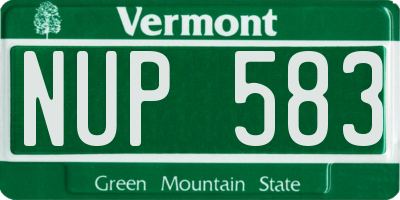 VT license plate NUP583