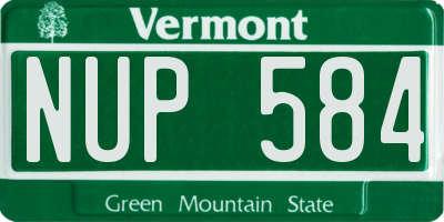 VT license plate NUP584