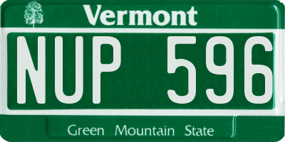 VT license plate NUP596